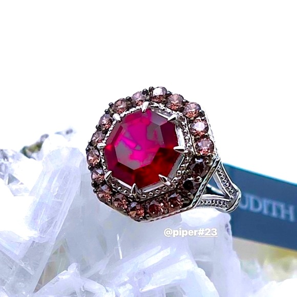 NWT Judith Ripka Ruby & Rhodolite Casablanca Sterling Silver Cocktail Ring - 8 - Picture 2 of 9